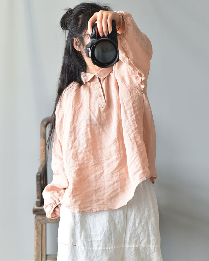 ◇7色展開◇リネン プルオーバーシャツ◇