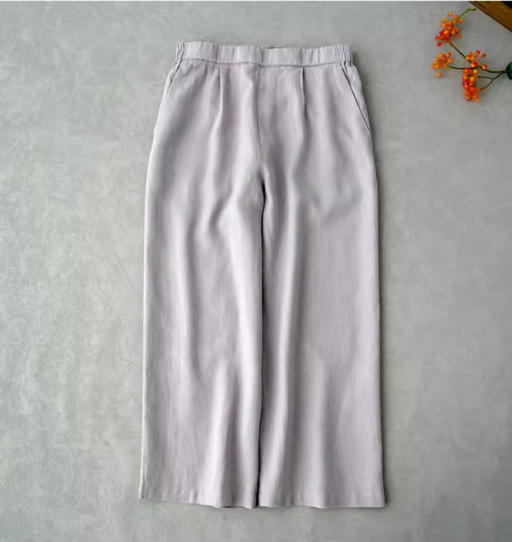 ◇8色展開◇豊富なサイズ展開◇品のあるリネン 8部丈 ワイド ワンタック イージーパンツ◇S~XL