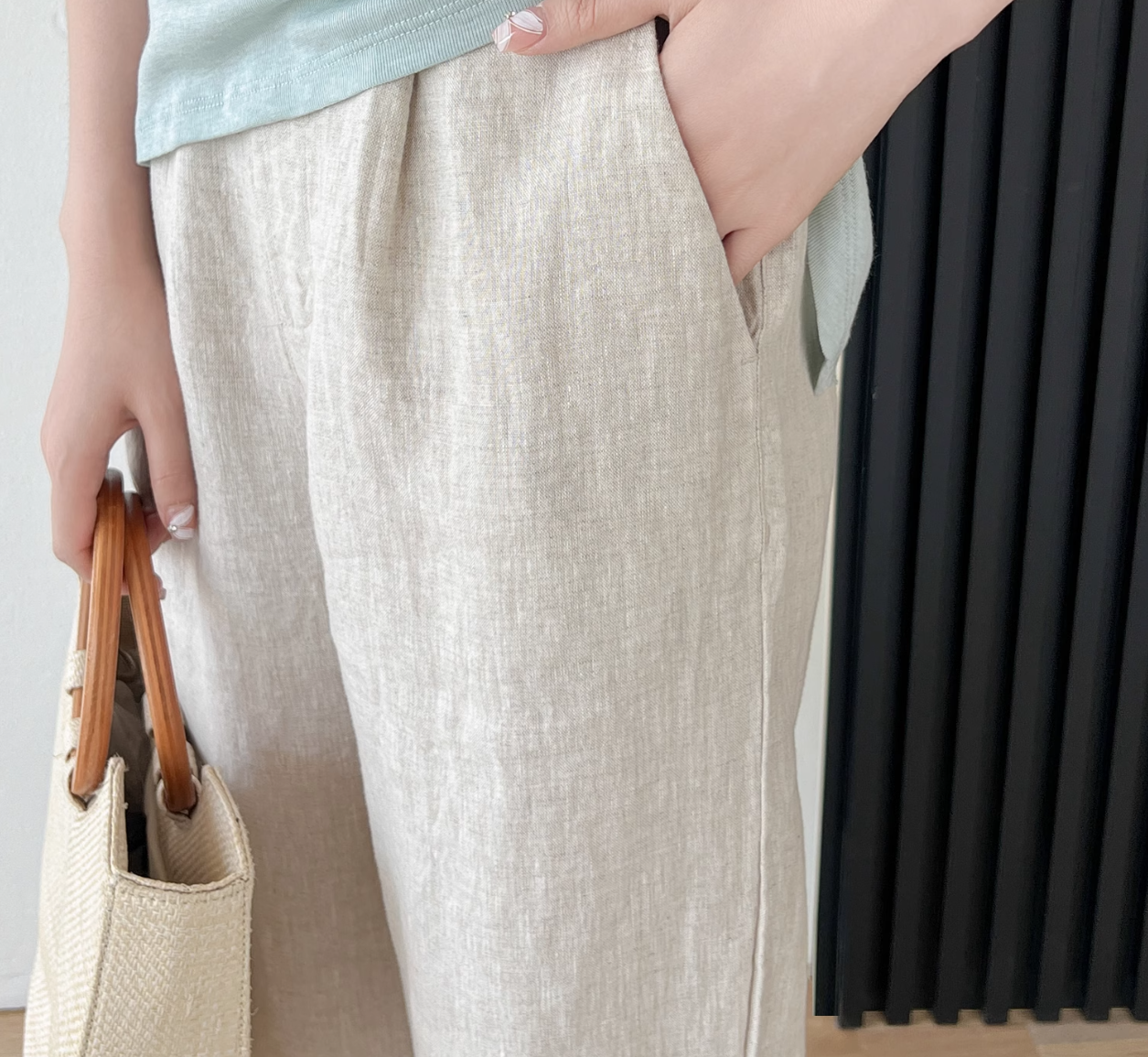 ◇8色展開◇豊富なサイズ展開◇品のあるリネン 8部丈 ワイド ワンタック イージーパンツ◇S~XL