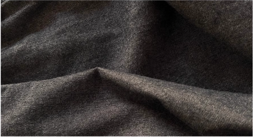 ◇フロントリボン使いがポイントに◇ブラックデニム ロングブラウス◇