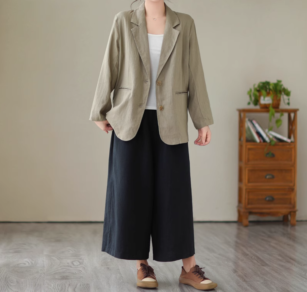 6色展開◇軽く羽織るのに最適◇リネン カジュアル ジャケット◇