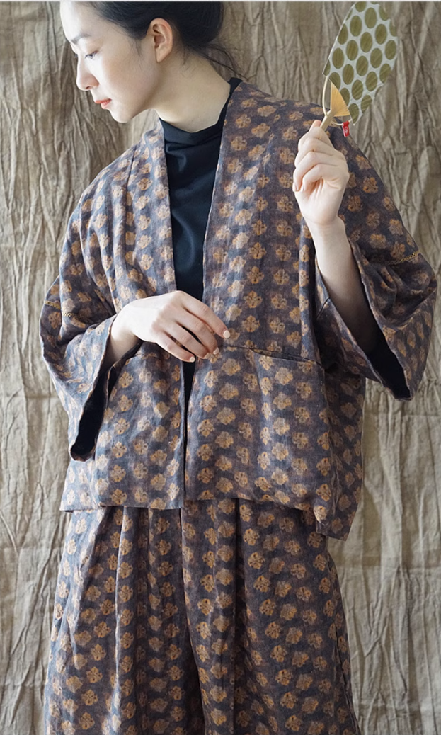 ◇エスニックパターン リネン羽織ジャケット◇