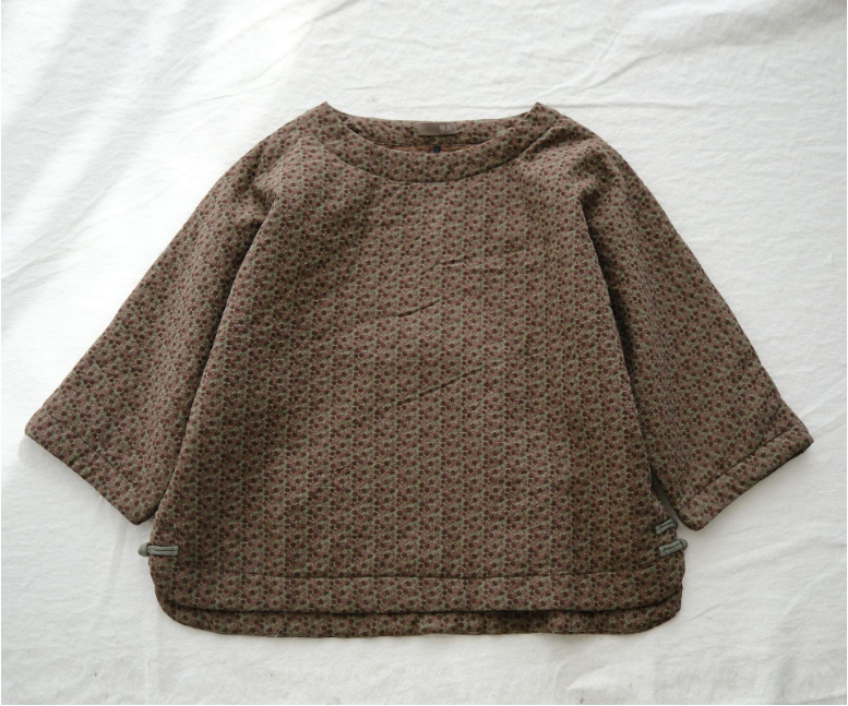 5色展開◇美しいオリエンタルプリント コットンうっすら中綿入りで保温性もある◇総柄ドロップショルダープルオーバー◇