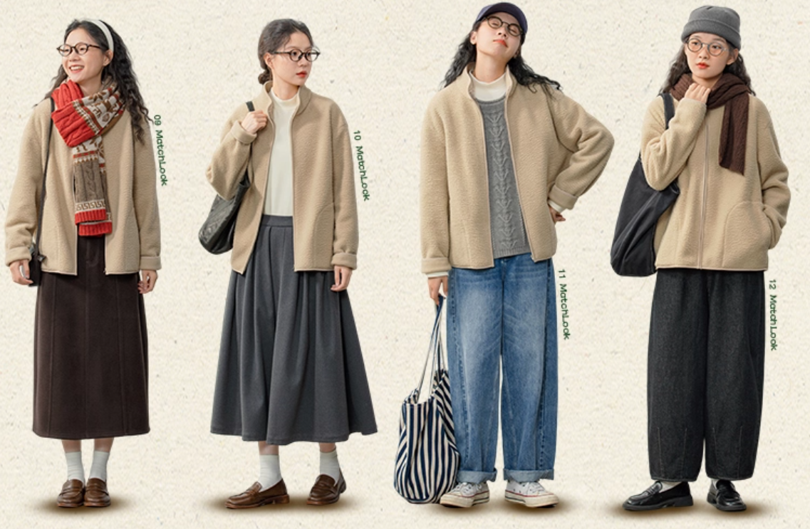 3色展開✩ゆったりシルエット✩ドロップショルダーフリース ジャケット△S/Mサイズ