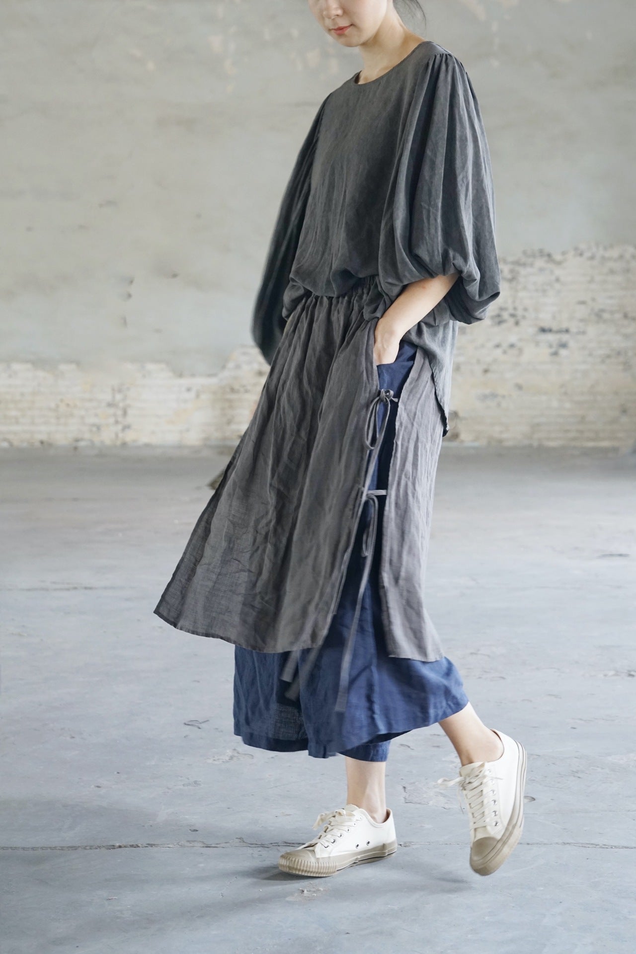 ☆ラミー 前掛けレイヤーデザインワイドパンツ☆