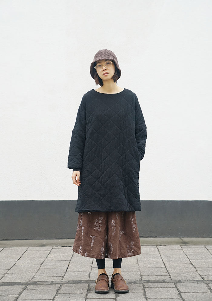 2色展開◇中綿キルティング ドロップショルダー ロングワンピース◇