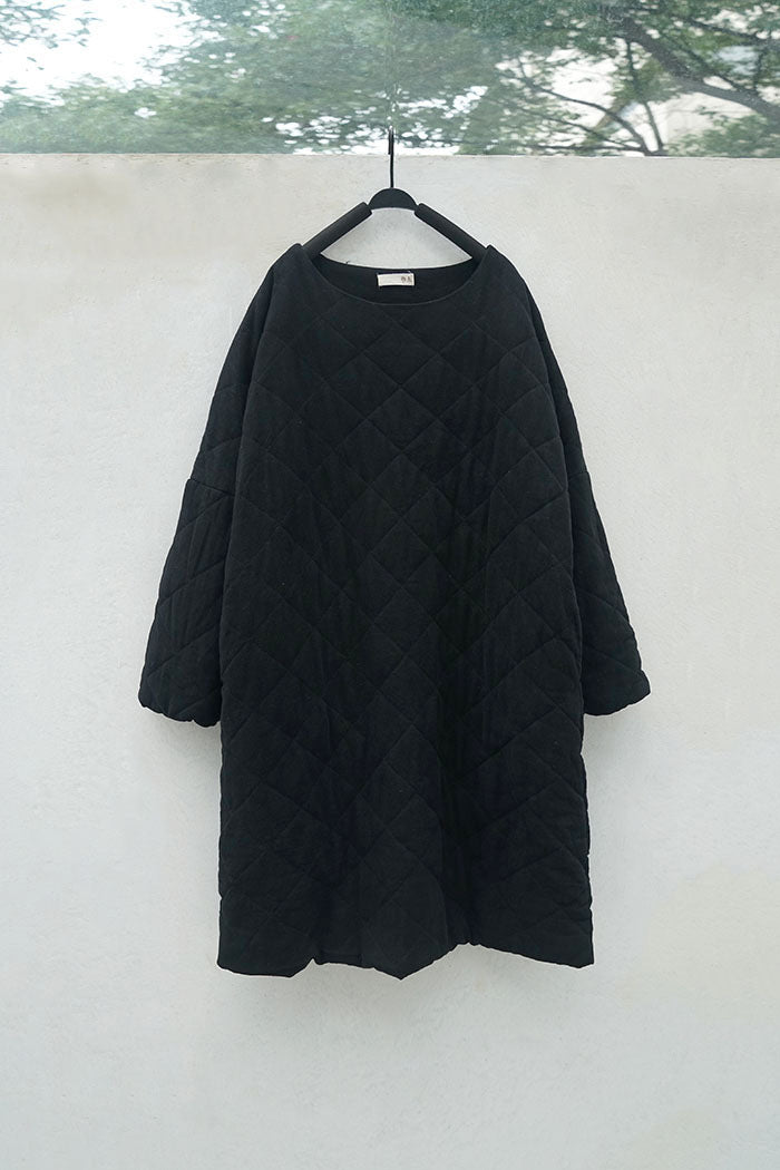 2色展開◇中綿キルティング ドロップショルダー ロングワンピース◇
