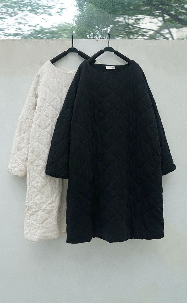 2色展開◇中綿キルティング ドロップショルダー ロングワンピース◇