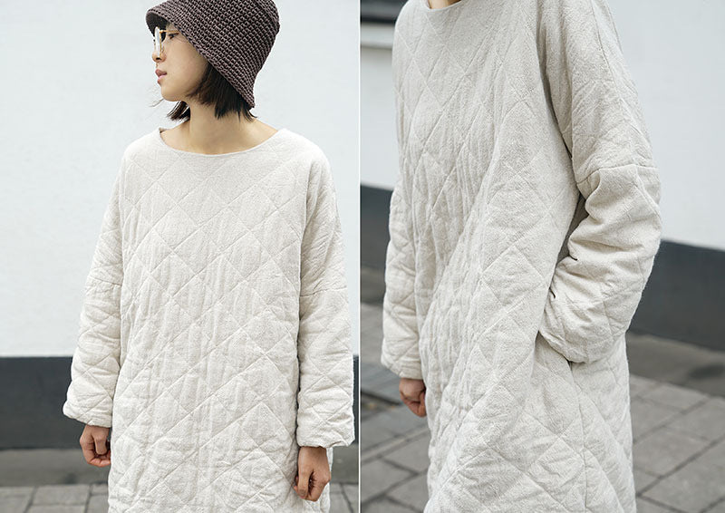 2色展開◇中綿キルティング ドロップショルダー ロングワンピース◇