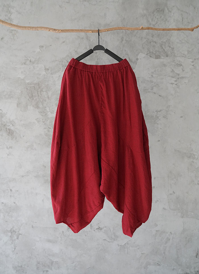 ◇◇SALE◇◇4色展開◇バルーンシルエットリネンコットン 8部丈 イージーパンツ◇