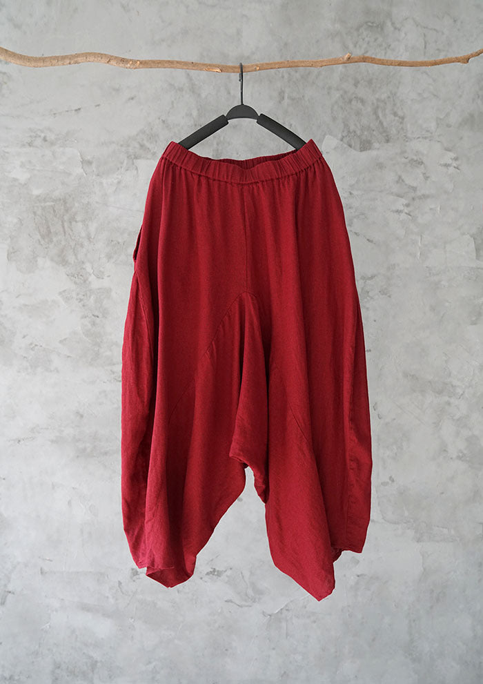 ◇◇SALE◇◇4色展開◇バルーンシルエットリネンコットン 8部丈 イージーパンツ◇