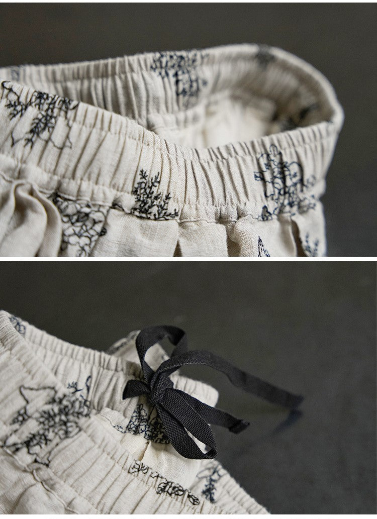 ◇リネン刺繍ギャザーイージースカート◇