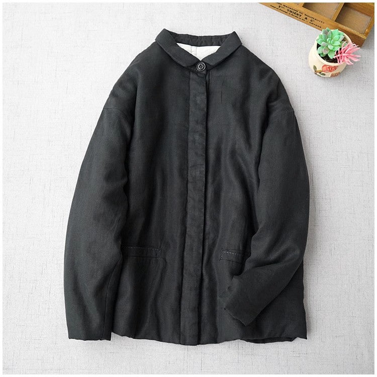4色展開◇たっぷり中綿シルクでばっちり防寒◇リネン中綿コート