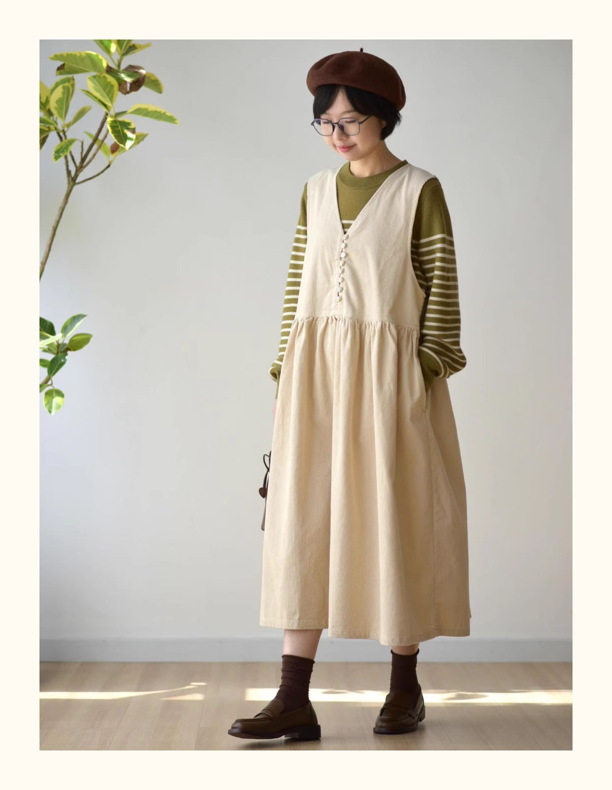 2色展開◇コットンコーデュロイ ジャンパースカート ドレス◇
