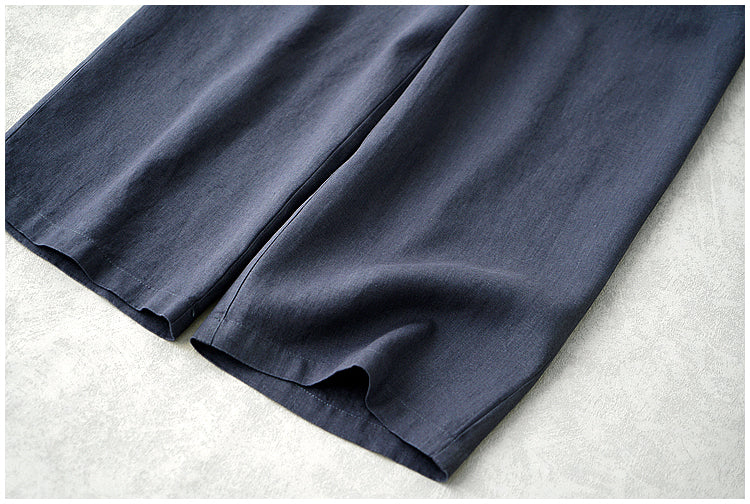 ◇8色展開◇豊富なサイズ展開◇品のあるリネン 8部丈 ワイド ワンタック イージーパンツ◇S~XL