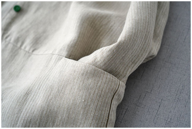 ◇リネンうっすらストライプ ゆったりドロップショルダー ワークコート◇