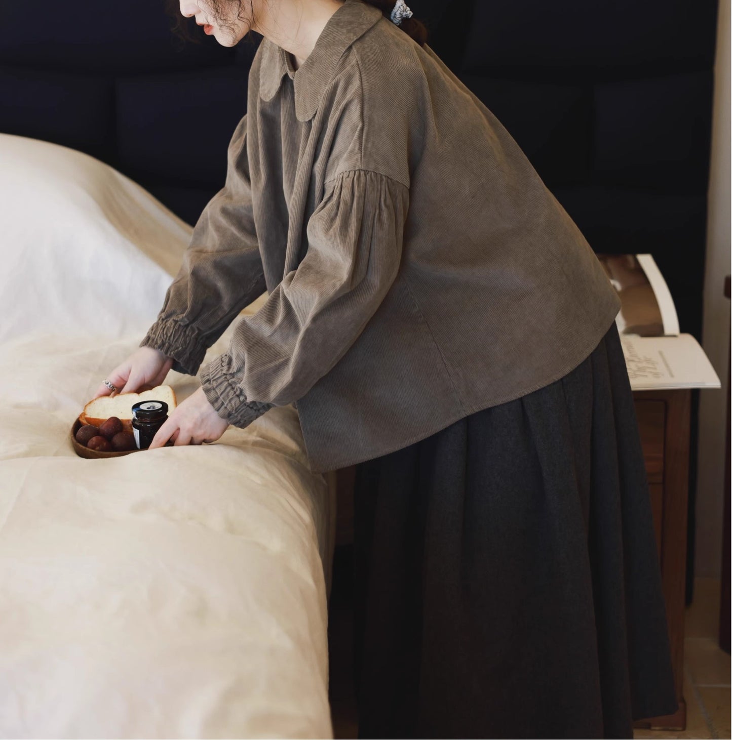 ◇しっかり厚みあるコットンコーデュロイ ドロップショルダーシャツ◇