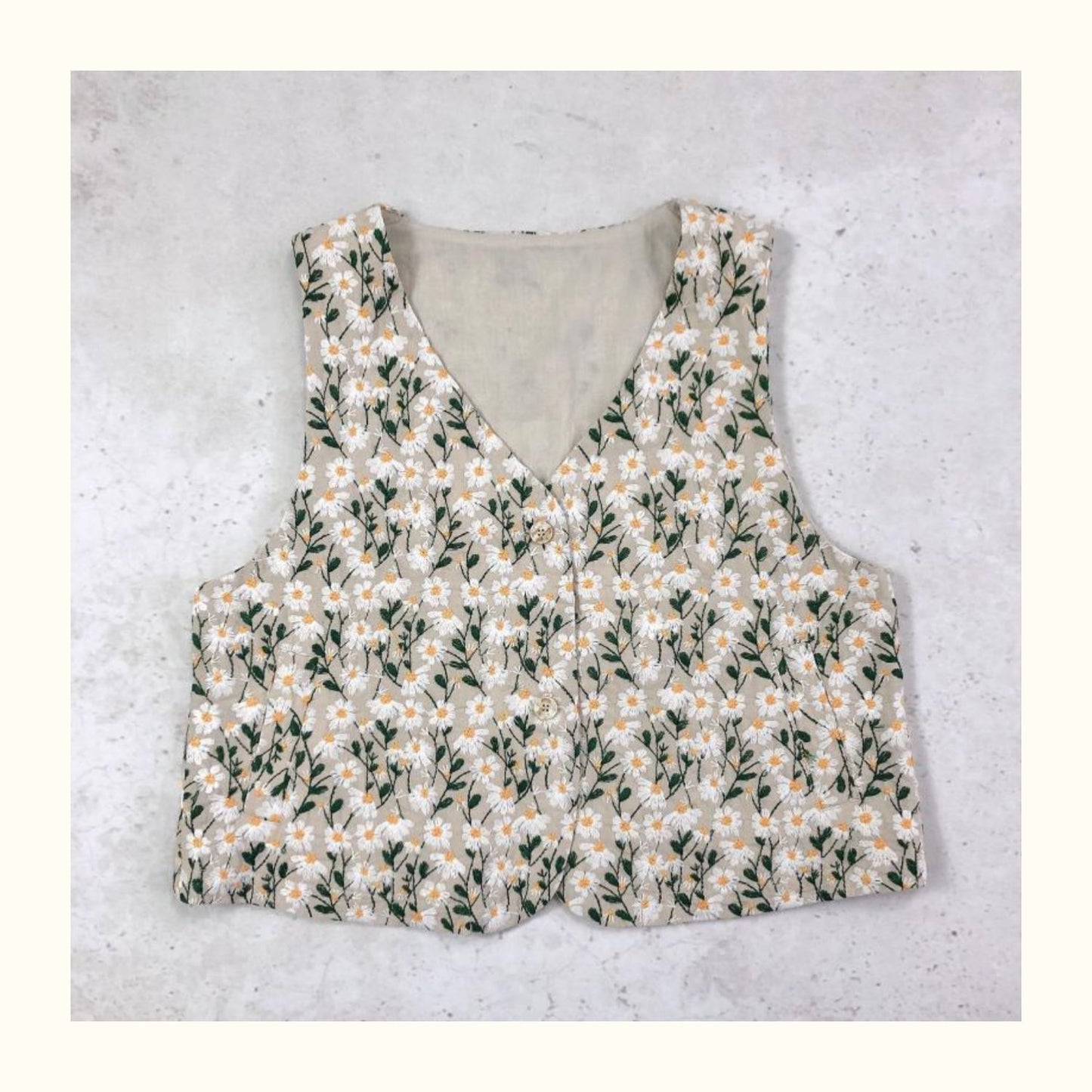 ☆コットンリネン花柄刺繍ベスト☆