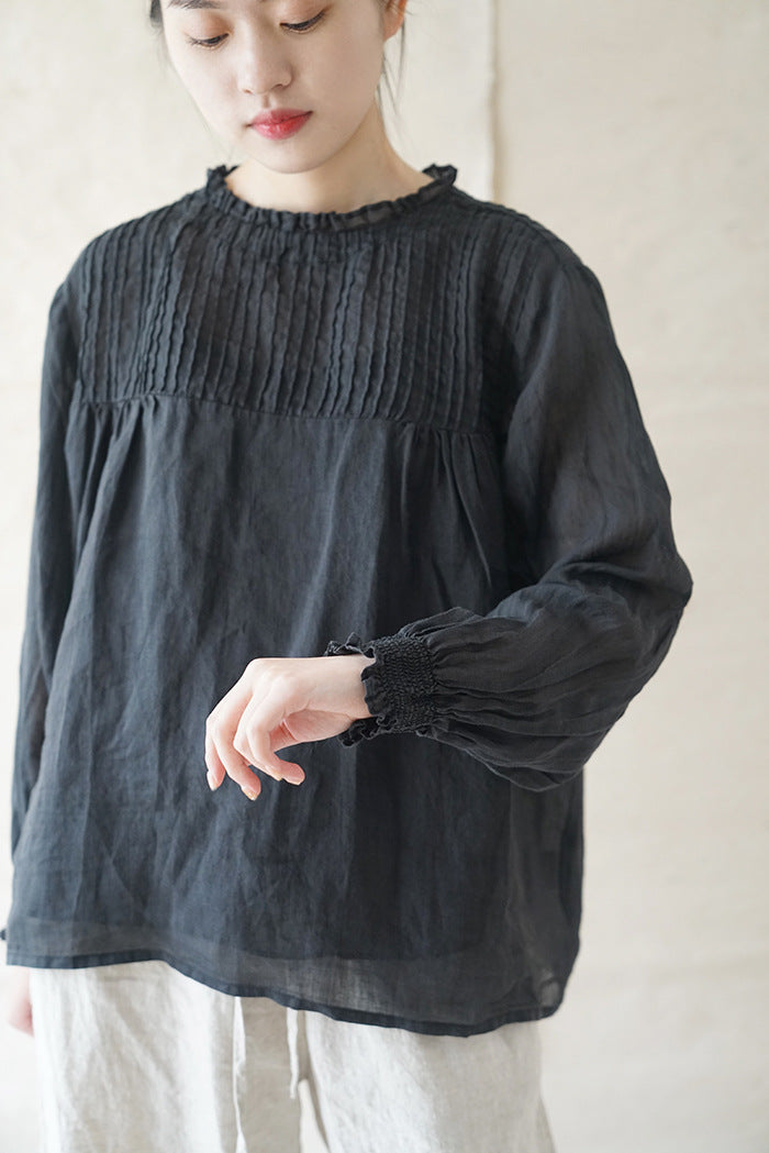 2色展開△フレンチアンティークスタイル レミー バックボタンシャツ▽