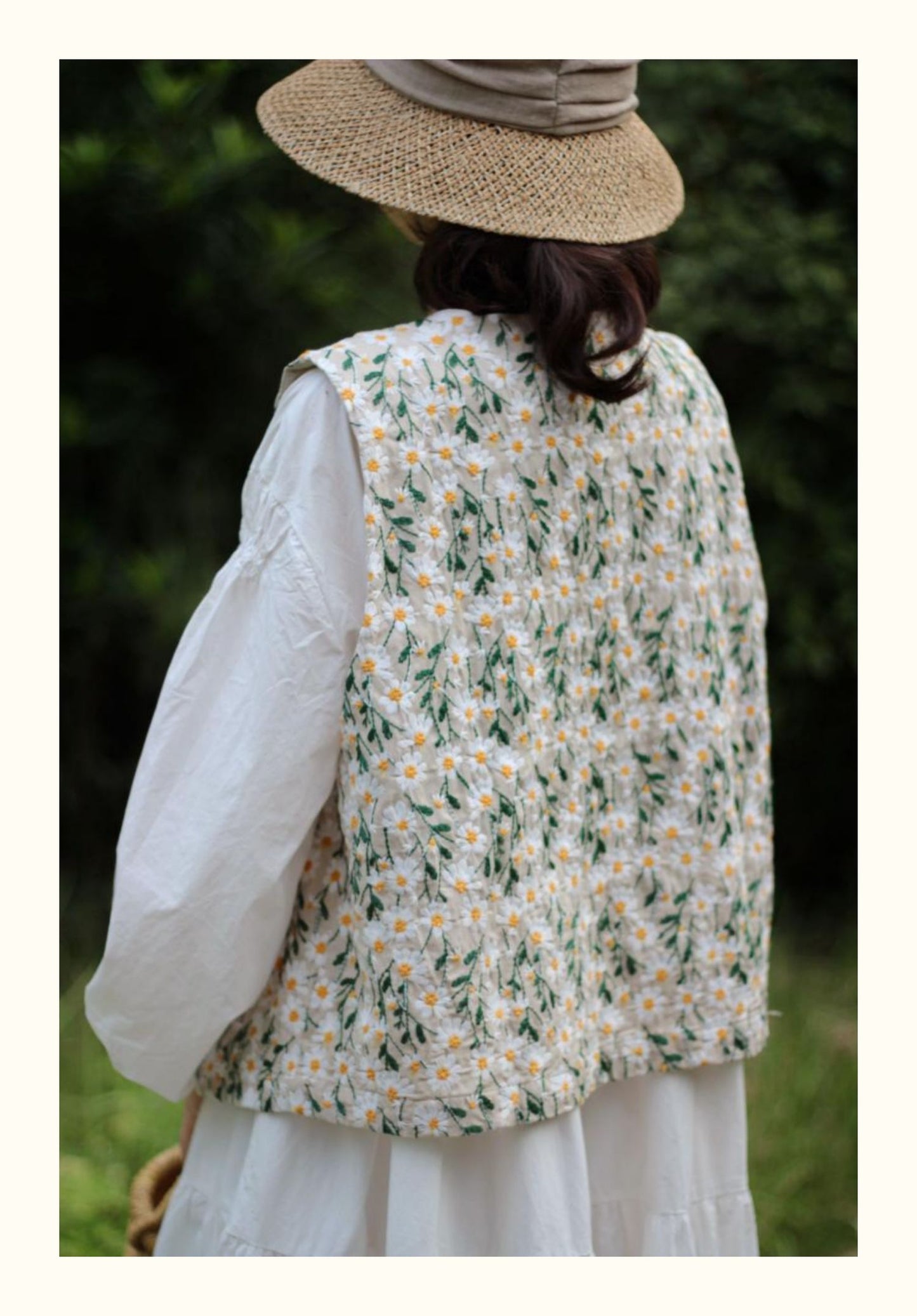 ☆コットンリネン花柄刺繍ベスト☆