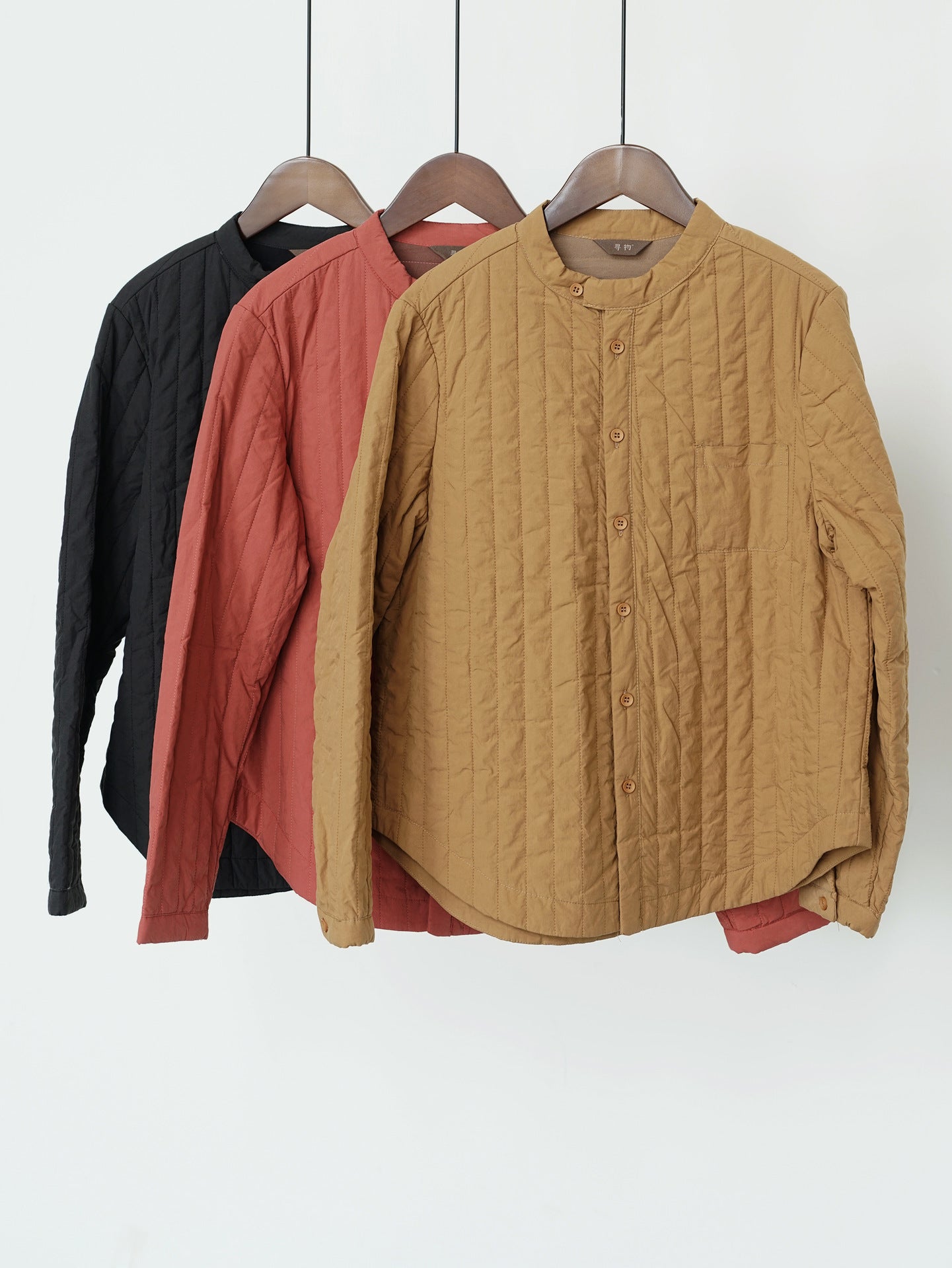 5色展開◇うっすら中綿バンドカラーシャツ◇