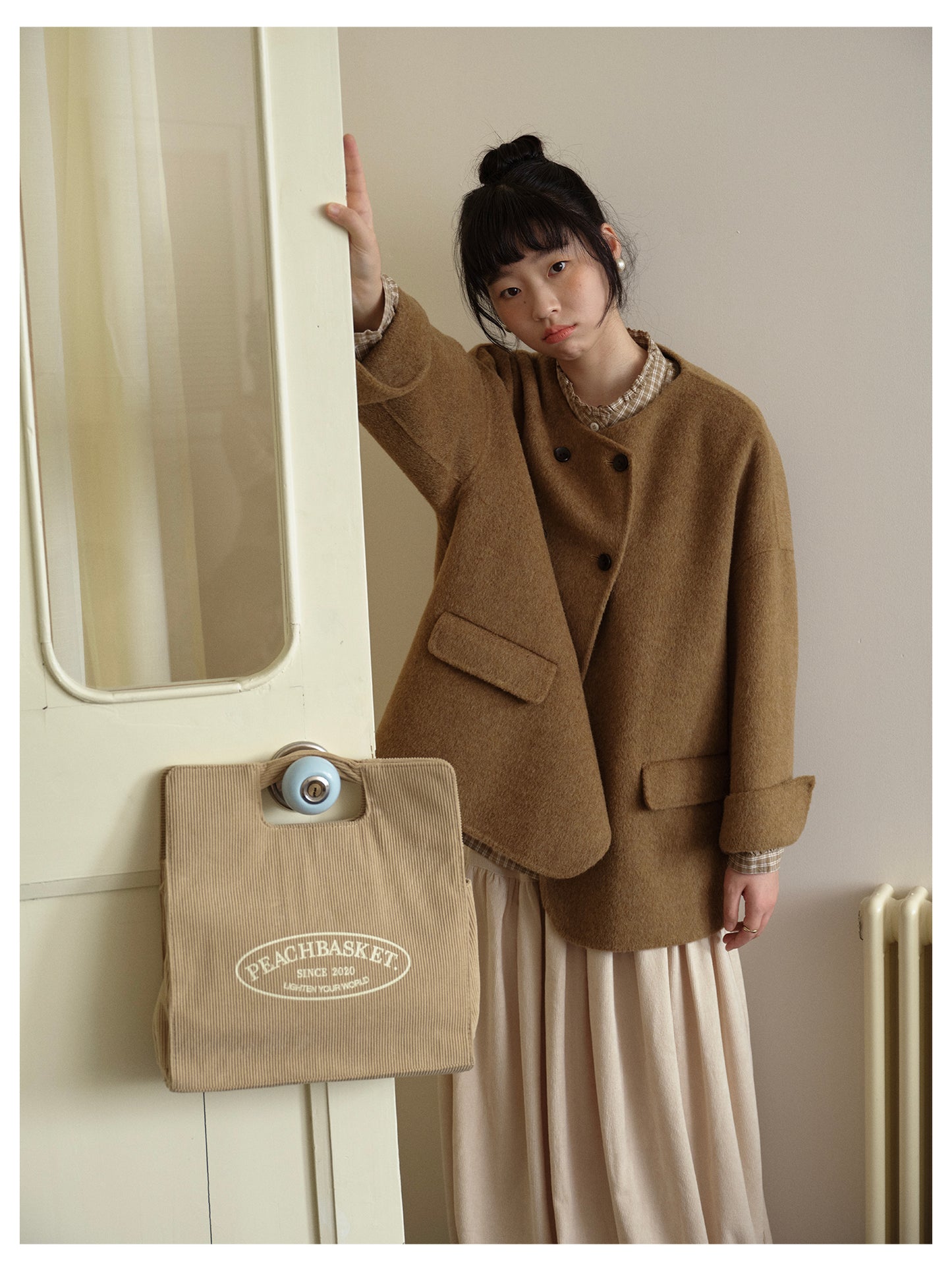 △ダブルフェイスメリノウールドロップショルダーゆったり ダブルブレスト ジャケット△