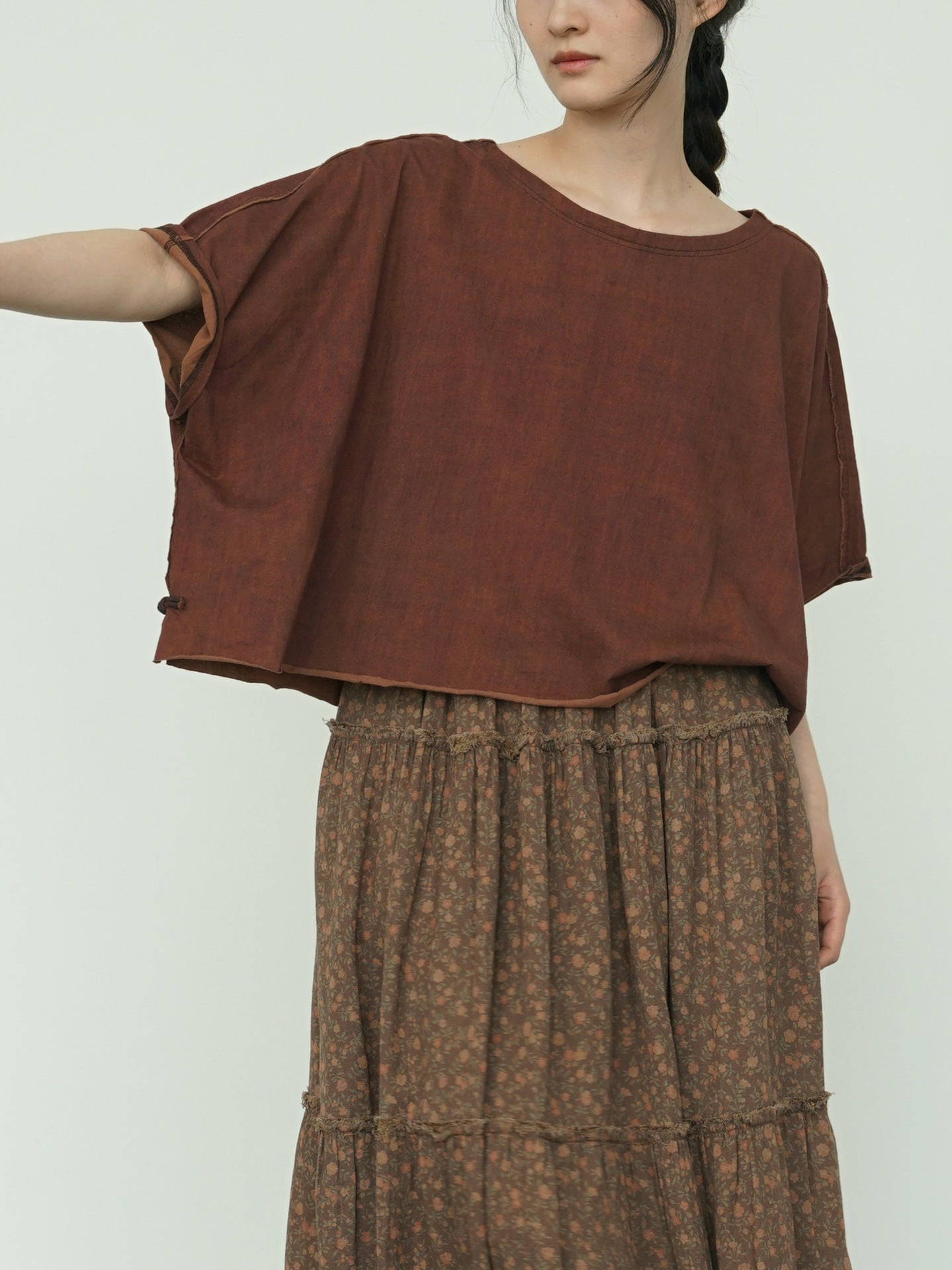 4色展開△シックな色味の ワイドシルエット デザインTシャツ▽