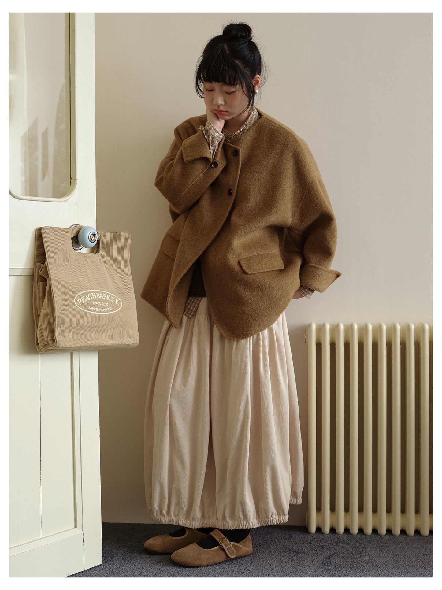 △ダブルフェイスメリノウールドロップショルダーゆったり ダブルブレスト ジャケット△