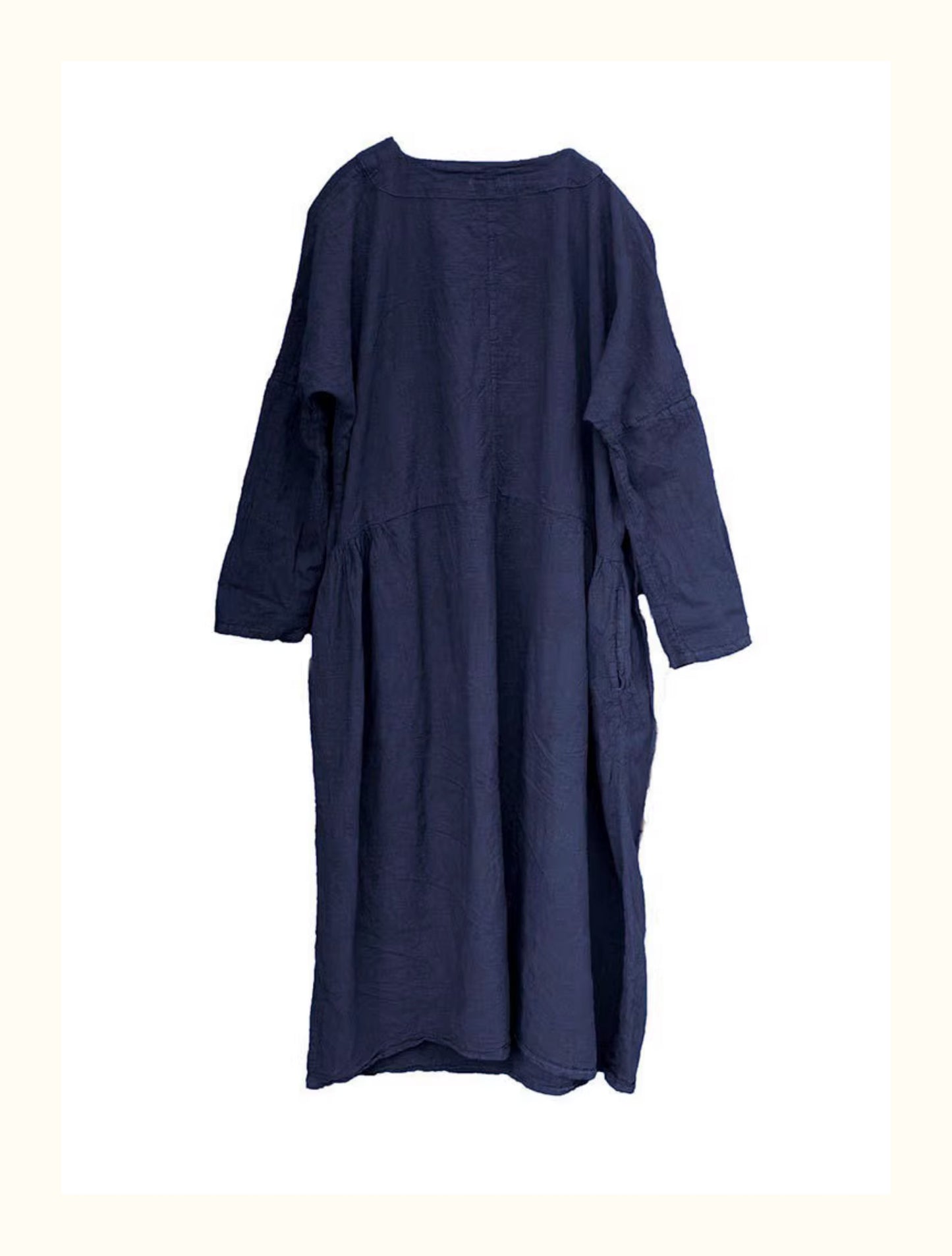 ◇リネンコットンドロップショルダーラップドレス◇