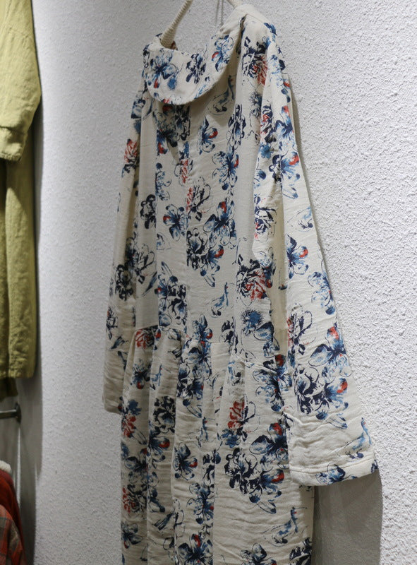 4色展開◇コットン×ラミー花柄ロングワンピースドレス◇