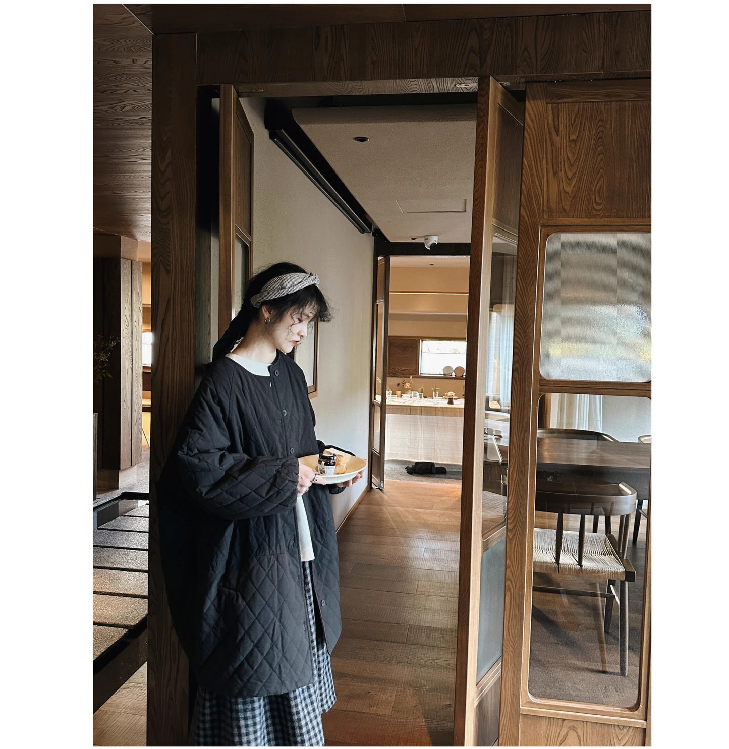 ◇保温性もあって秋冬に大活躍◇ドロップショルダー ノーカラー 中綿ライナー ロングコート◇
