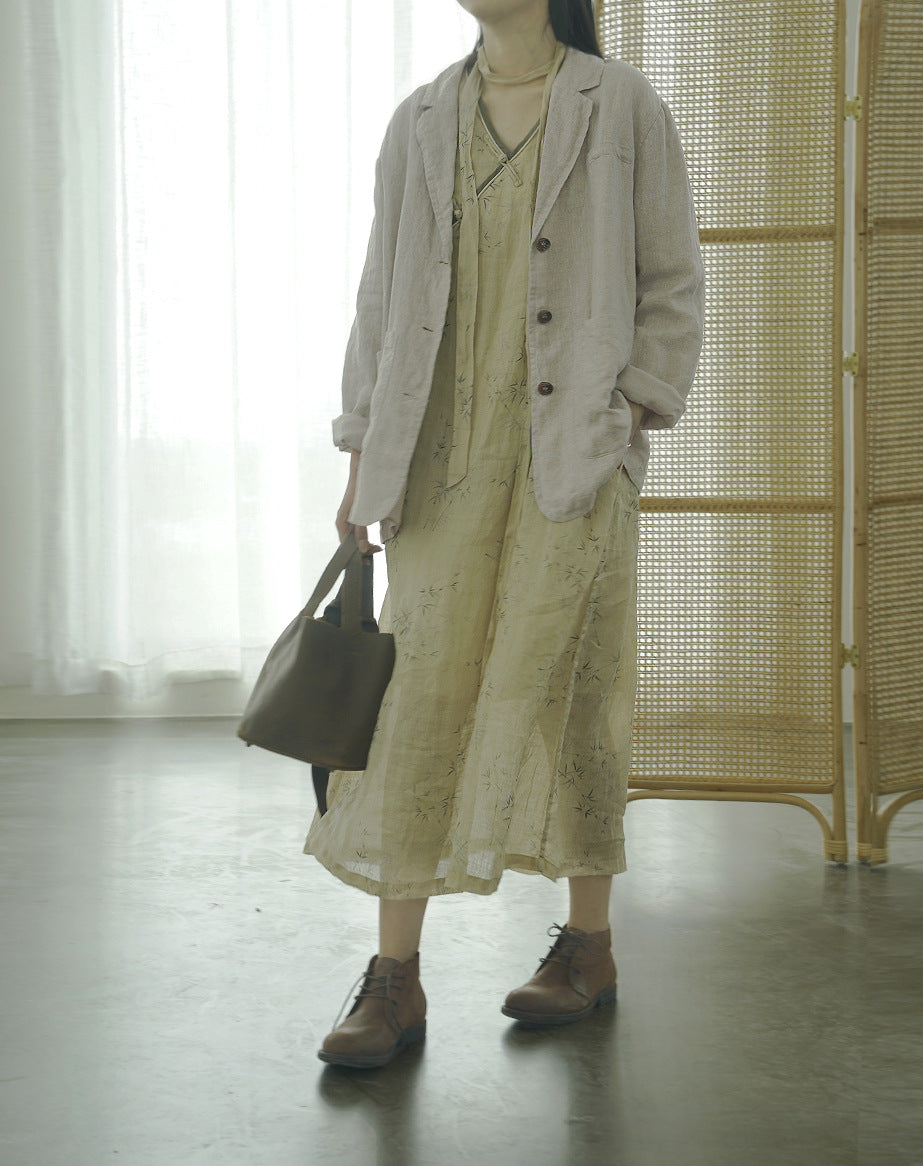 程良くゆったりシルエット◇リネン カジュアルジャケット◇