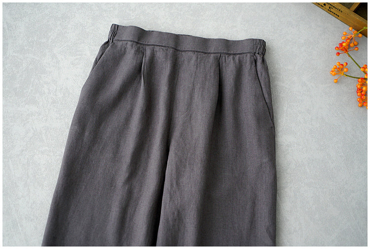 ◇8色展開◇豊富なサイズ展開◇品のあるリネン 8部丈 ワイド ワンタック イージーパンツ◇S~XL