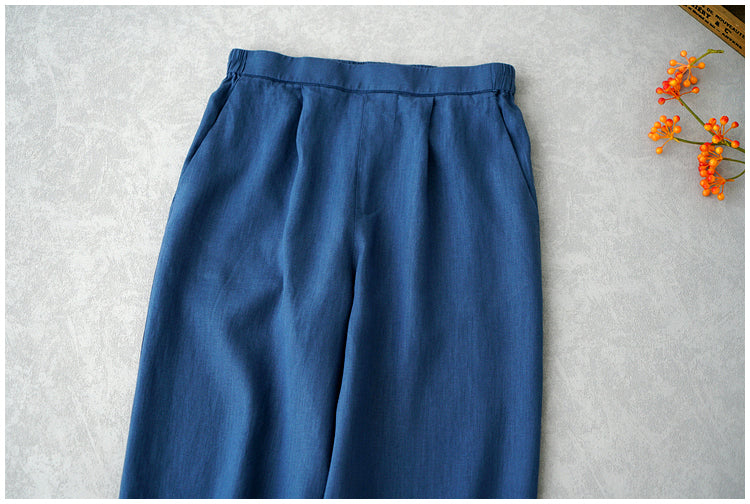 ◇8色展開◇豊富なサイズ展開◇品のあるリネン 8部丈 ワイド ワンタック イージーパンツ◇S~XL