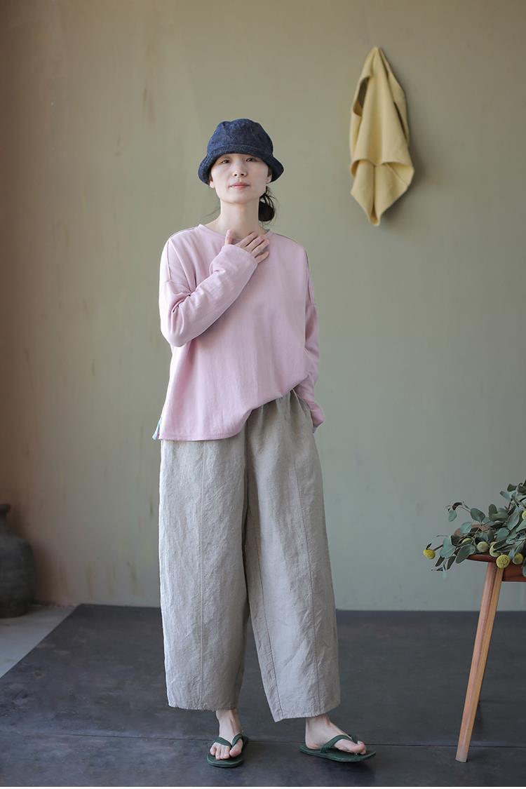 ゆったりシルエット◇リネン 9部丈イージーパンツ◇