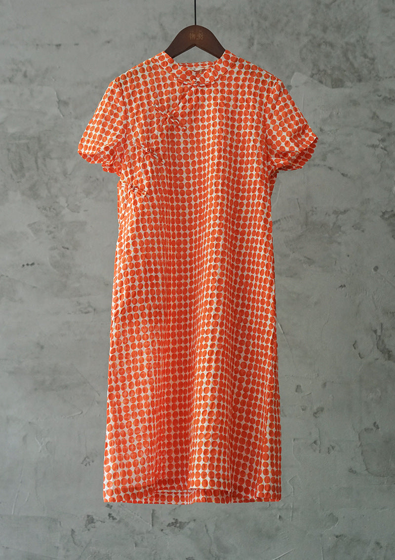 2色展開△ドット柄半袖コットンワンピース▽