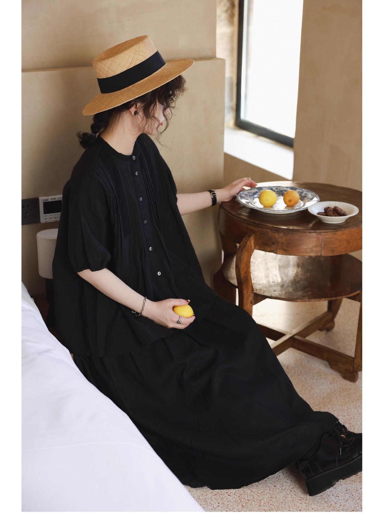 ☆品のあるピンタック&レース使い☆ リネンシャツ☆
