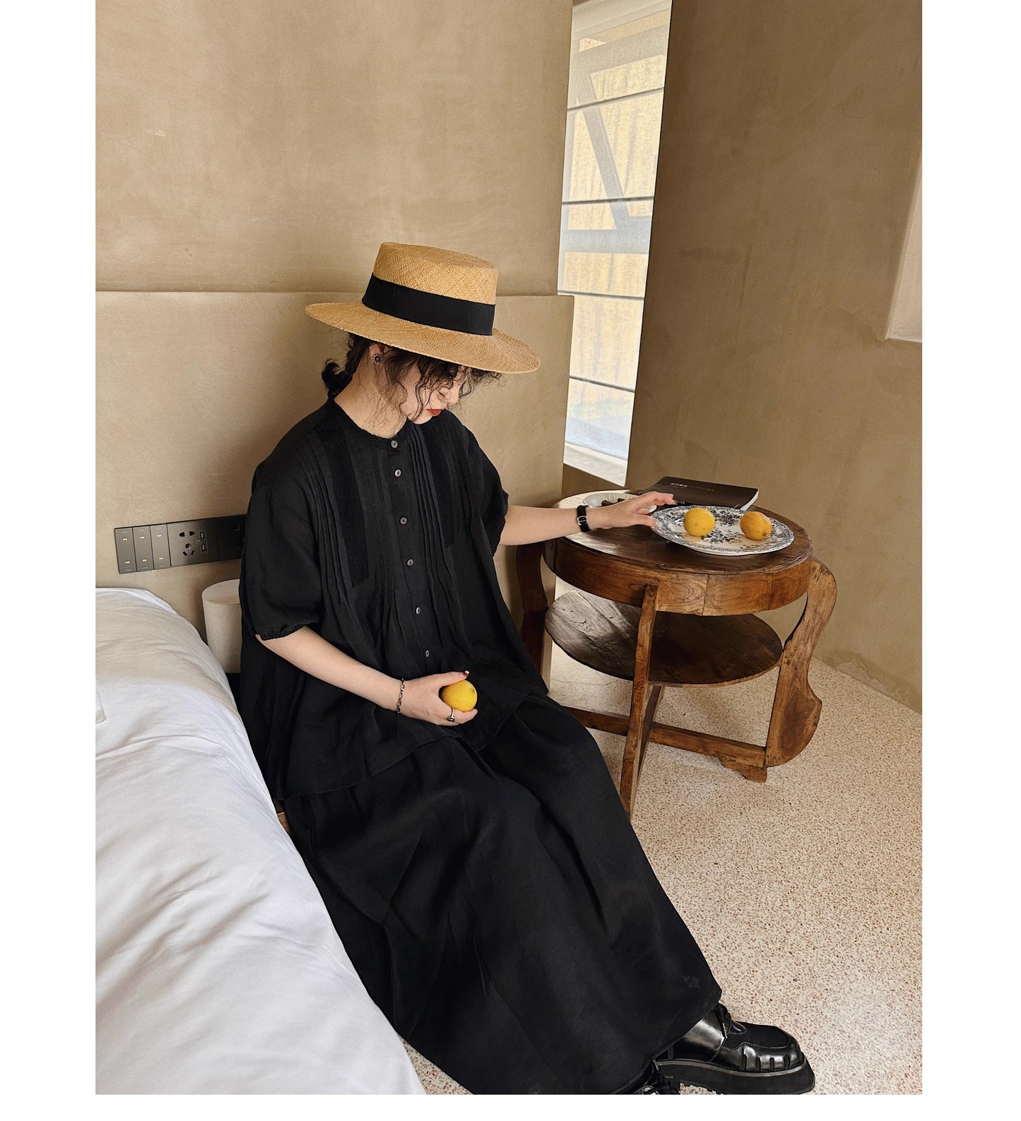 ☆品のあるピンタック&レース使い☆ リネンシャツ☆