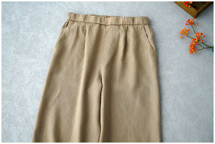◇8色展開◇豊富なサイズ展開◇品のあるリネン 8部丈 ワイド ワンタック イージーパンツ◇S~XL