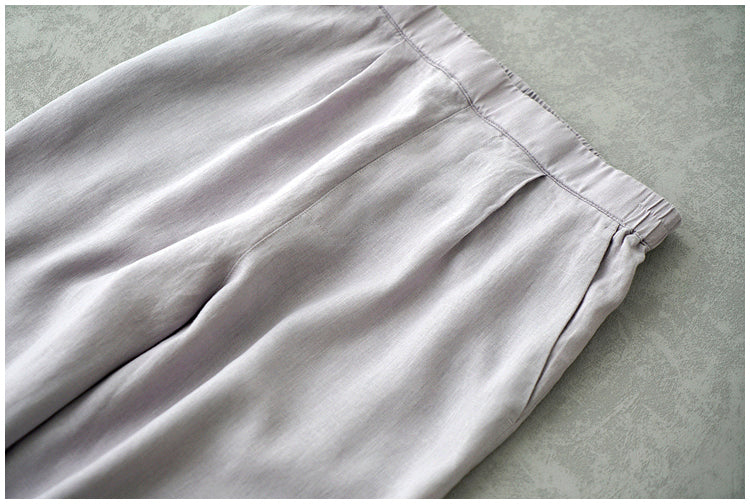 ◇8色展開◇豊富なサイズ展開◇品のあるリネン 8部丈 ワイド ワンタック イージーパンツ◇S~XL