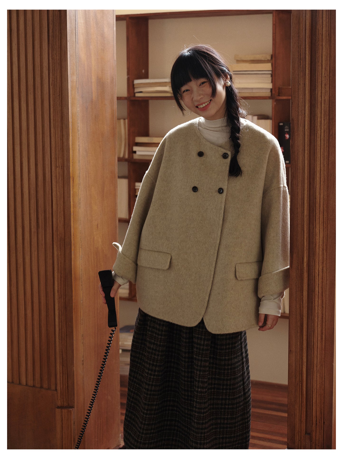 △ダブルフェイスメリノウールドロップショルダーゆったり ダブルブレスト ジャケット△