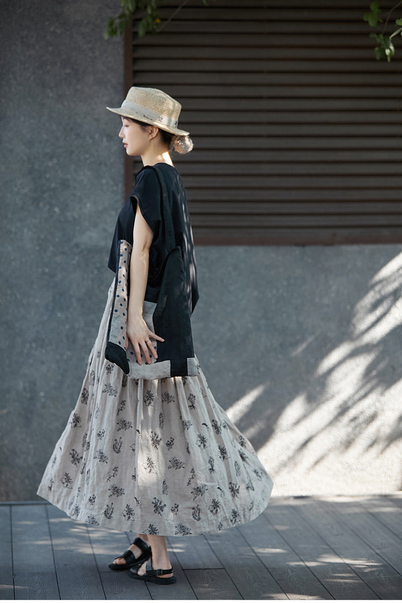 ◇リネン刺繍ギャザーイージースカート◇