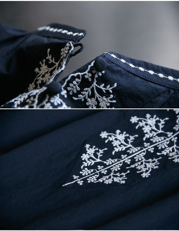 ✩ゆったり刺繍コットンギャザー ドロップショルダー プルオーバーシャツ✩