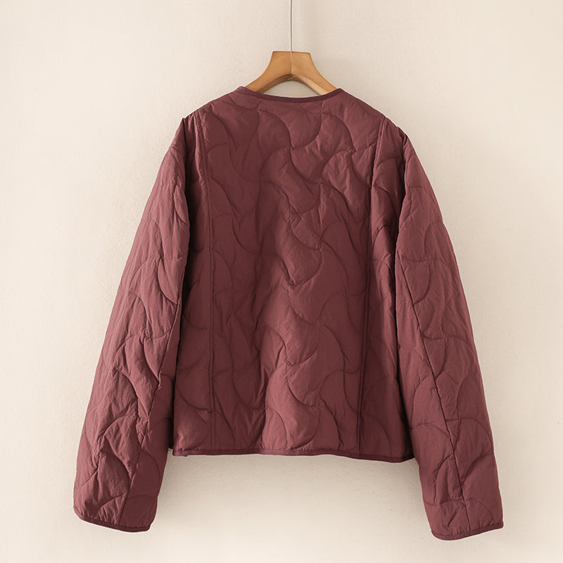 昨シーズン物売り切りセール◇3色展開◇ホワイトダックダウン使用◇ノーカラー ダウンコート◇