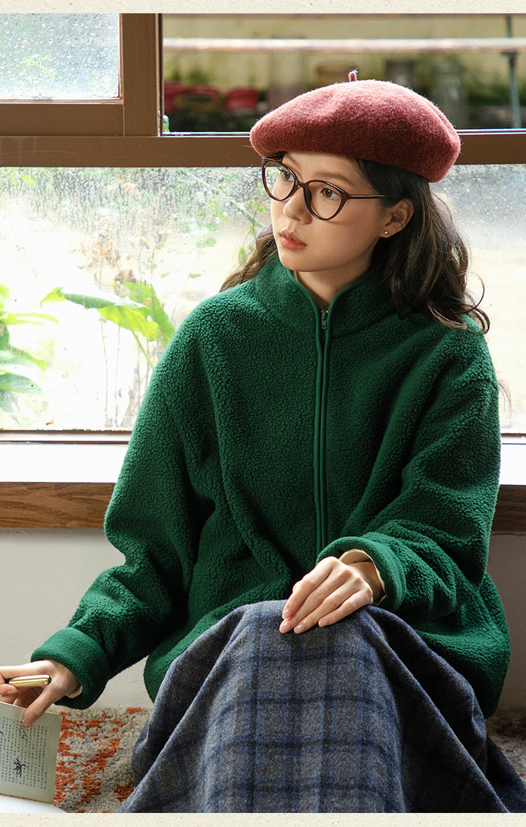 3色展開✩ゆったりシルエット✩ドロップショルダーフリース ジャケット△S/Mサイズ