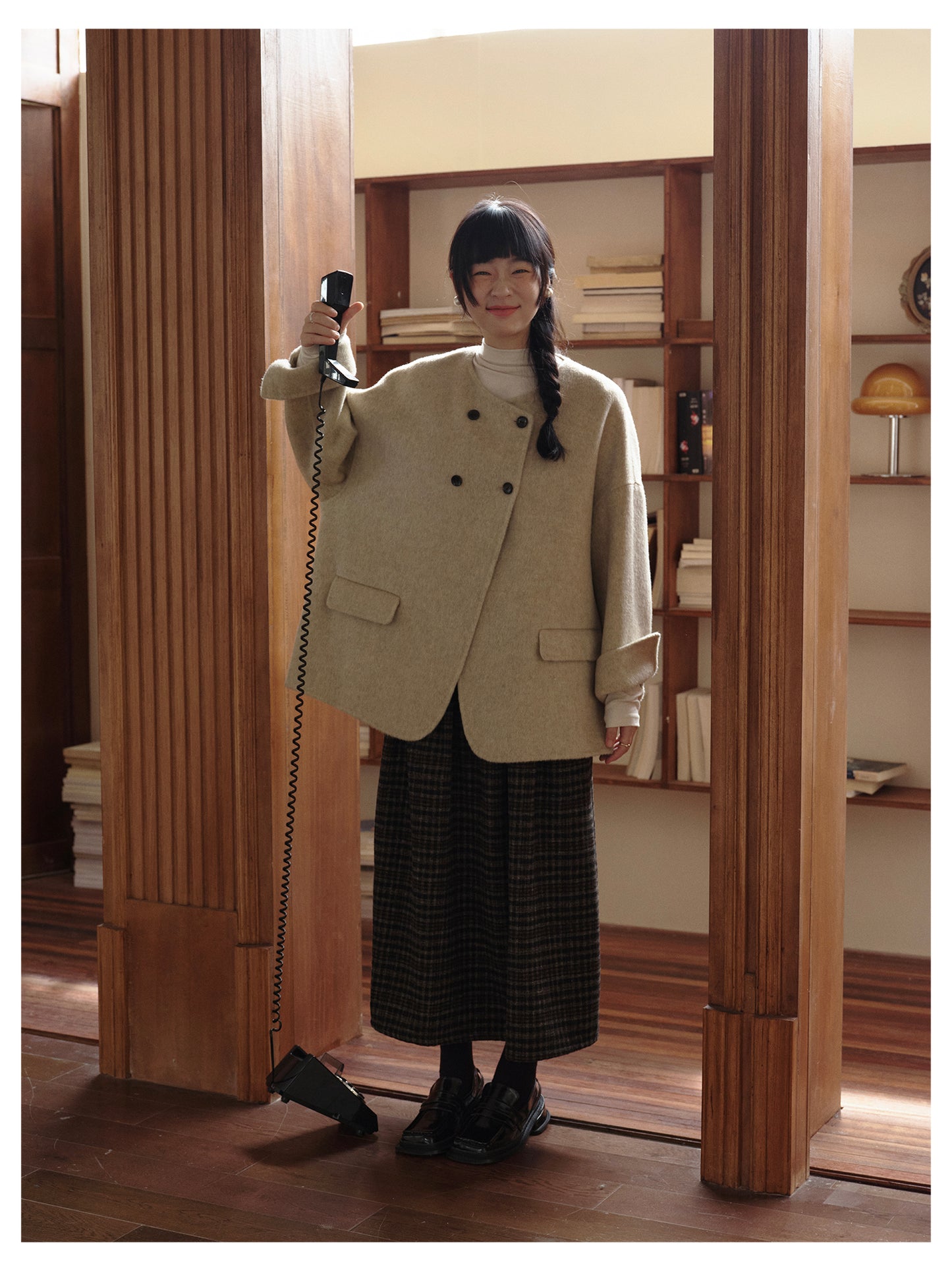 △ダブルフェイスメリノウールドロップショルダーゆったり ダブルブレスト ジャケット△