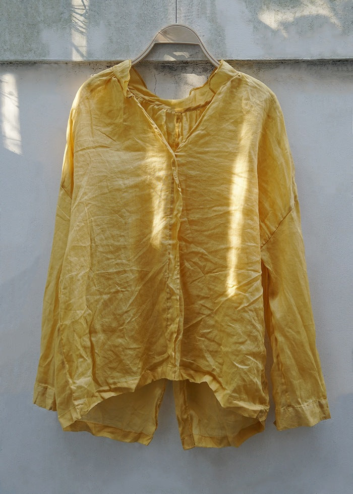 ◇ドロップショルダー ラミースキッパーシャツ◇ イエロー