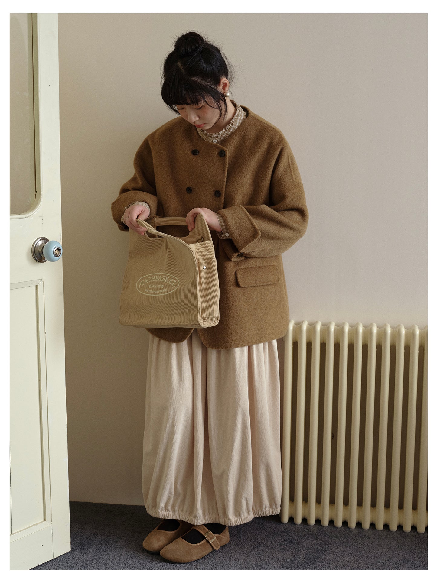 △ダブルフェイスメリノウールドロップショルダーゆったり ダブルブレスト ジャケット△