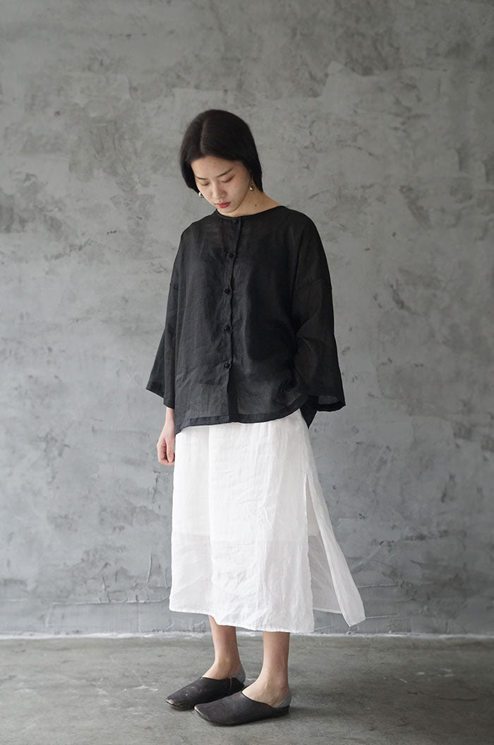 2色展開◇100番手 ラミードロップショルダーブラウス◇