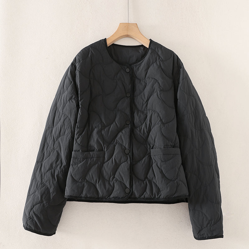 昨シーズン物売り切りセール◇3色展開◇ホワイトダックダウン使用◇ノーカラー ダウンコート◇